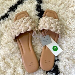 A New Day Pearl Sandals Slides Size 10 NWT